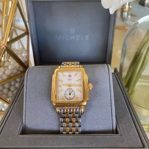 Michele Deco Diamond Dial Two tone Watch